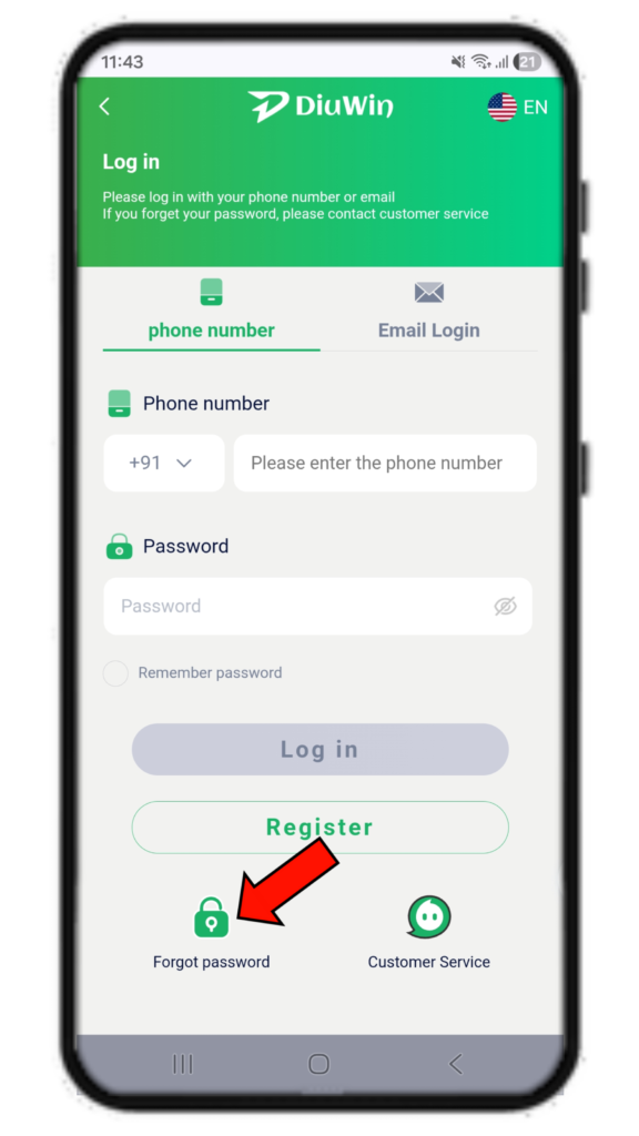 DiuWin Forgot PAssword