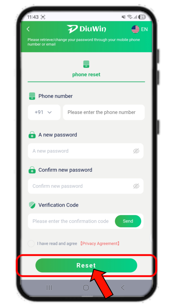 DiuWin Forgot PAssword