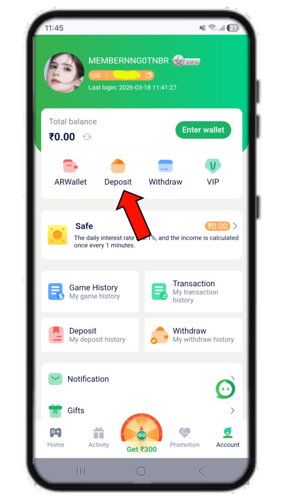 DiuWin Deposit button